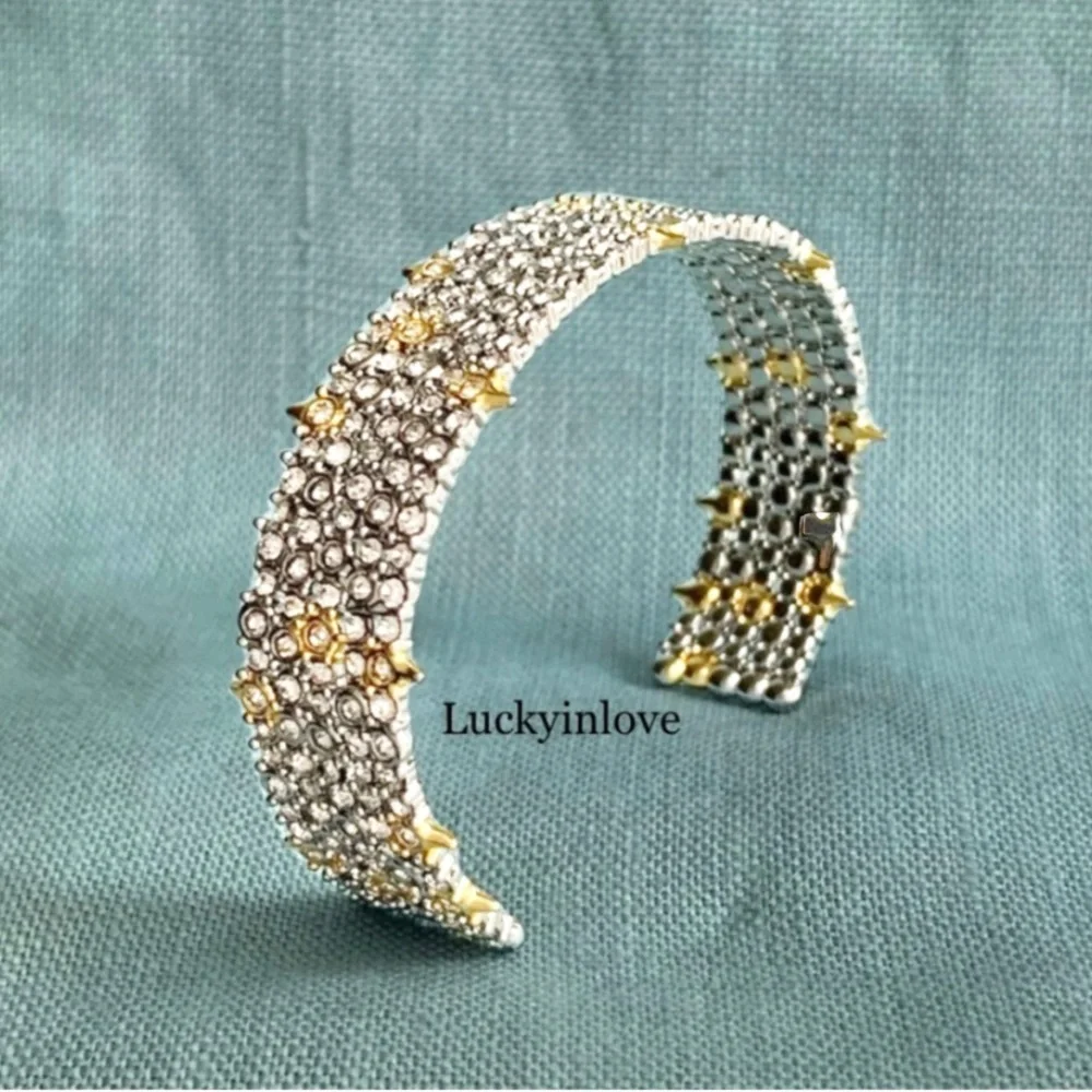 ALEXIS BITTAR Silver Pavé Crystal Lace Thorny Cuff Small Cuff Bracelet